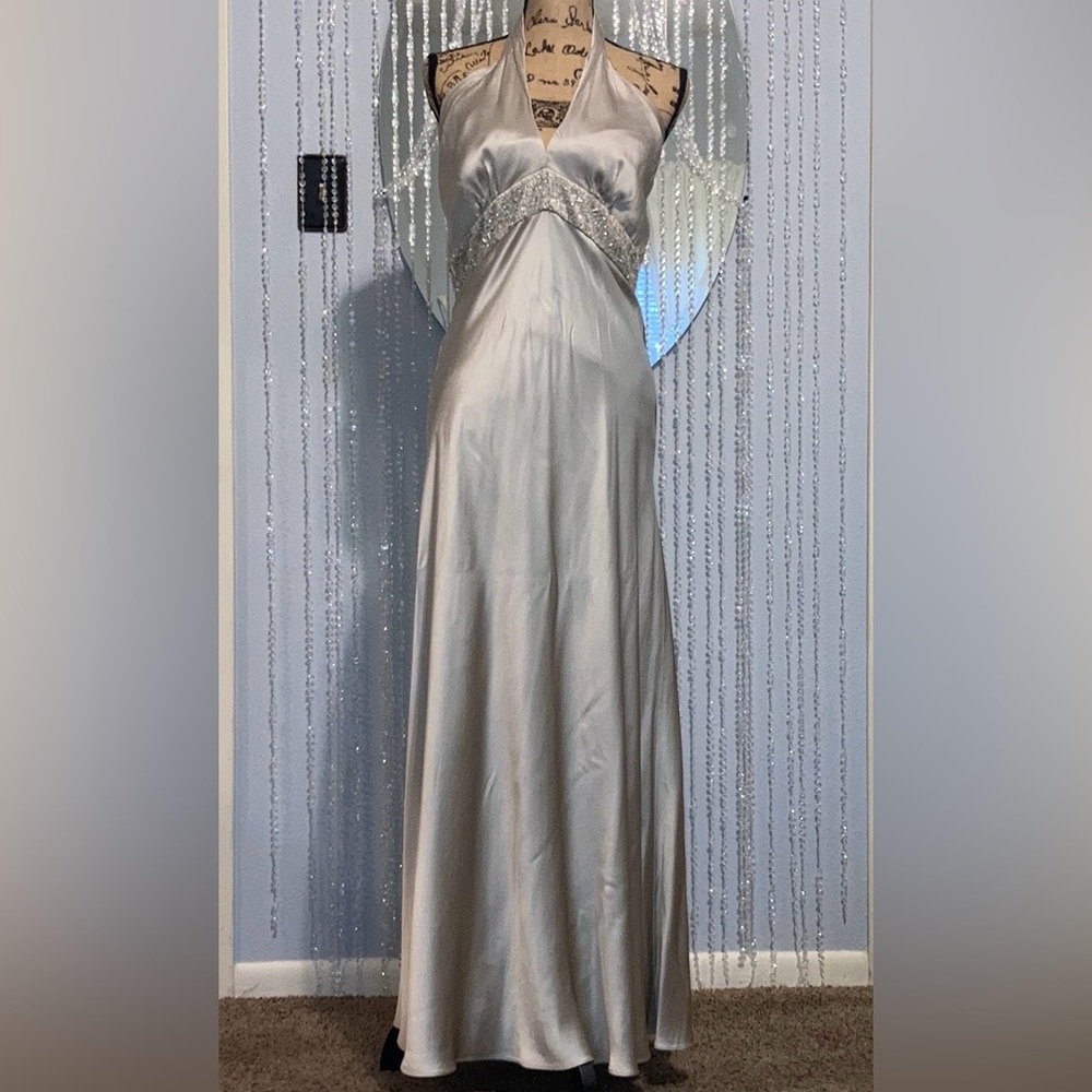 Carmen Marc Valvo Collection Champagne Vintage Evening Gown